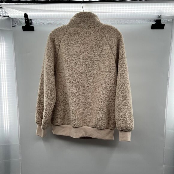 Merokeety Women's Fleece Snap Up Jacket Cream Size Medium Long Sleeve - Picture 7 of 9